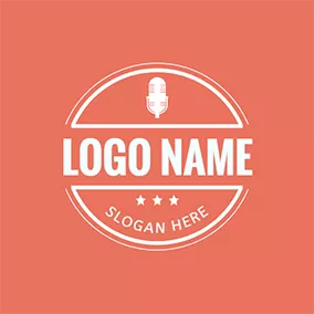 Music Logo White Badge and Microphone logo design