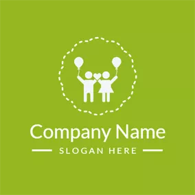 兒童 & 保育Logo White Balloon and Happy Kids logo design