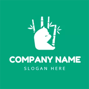 パンダのロゴ White Bamboo and Panda logo design