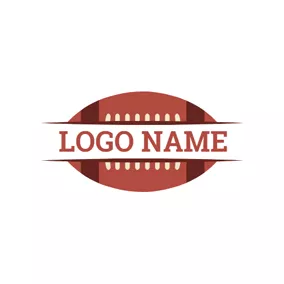 橄欖球logo White Banner and Red Rugby Shape logo design