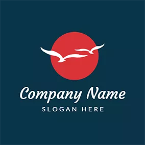 Sunshine Logos White Bird and Red Sun logo design