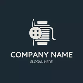 Thread Logo White Bobbin Button Sewing logo design