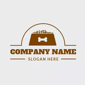 Bones Logo White Bone and Brown Dog Food logo design
