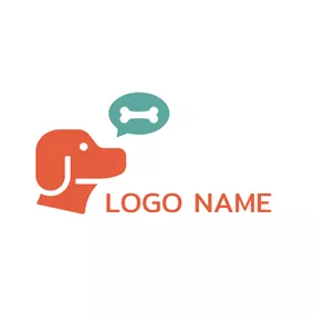 Bones Logo White Bone and Orange Dog Face logo design