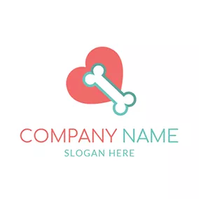 Emblem Logo White Bone and Red Heart logo design