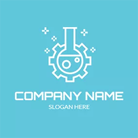 Bottle Logo White Bottle and Gear Icon logo design