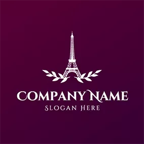 Tower Logo White Branch and Eiffel Tower logo design