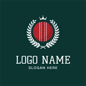 Emblem Logo White Branch and Red Cricket logo design