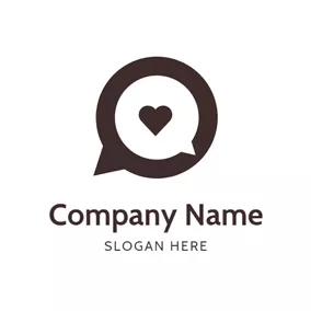Message Logo White Bubble and Brown Heart logo design