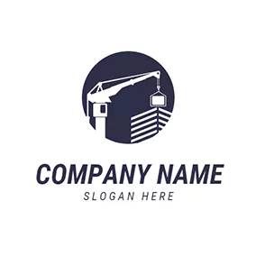 Hook Logo White Building and Crane logo design