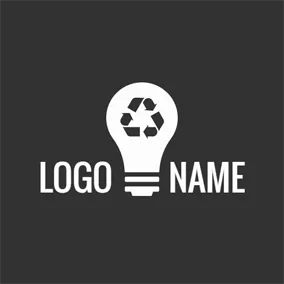 Environment & Green Logo White Bulb and Black Arrow logo design