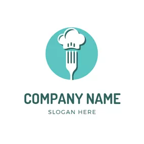 Restaurant Logo White Chef Cap and Fork logo design