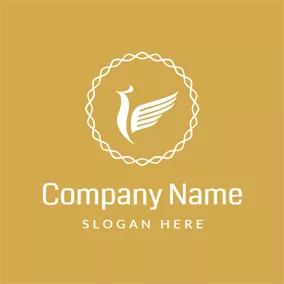 鳳凰Logo White Circle and Abstract Phoenix logo design