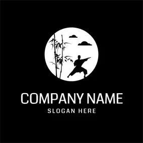 Bamboo Logo White Circle and Bamboo Shadow logo design