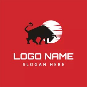 Bull Logo White Circle and Black Bull logo design