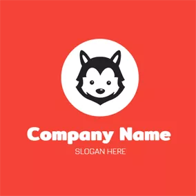 Dot Logo White Circle and Black Wolf Head logo design