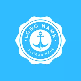 Anker Logo White Circle and Blue Anchor logo design