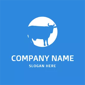 奶牛 Logo White Circle and Blue Cow logo design
