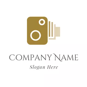 Camera Logo White Circle and Brown Camera logo design
