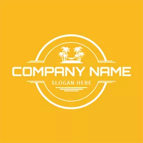 Strand Logo White Circle and Coconut Tree logo design