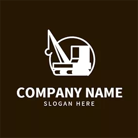 Construction Logo White Circle and Crane Icon logo design