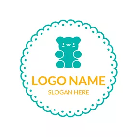 Biscuit Logo White Circle and Green Bear logo design