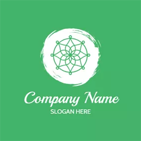 Massage Logo White Circle and Green Lotus logo design