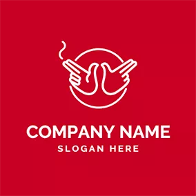 Emblem Logo White Circle and Hand logo design