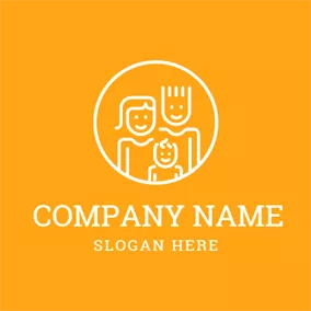 Non-profit Logo White Circle and Happy Family logo design