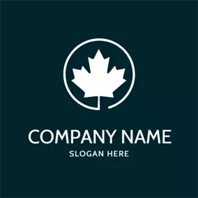 Maple Leaf Logo White Circle and Maple Leaf logo design