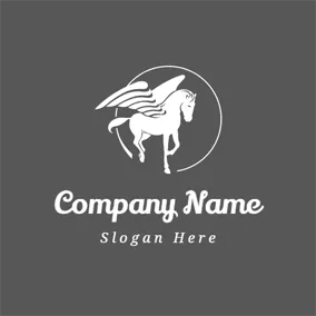 Pegasus Logo White Circle and Pegasus logo design