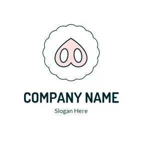 Pig Logo White Circle and Pink Nose logo design