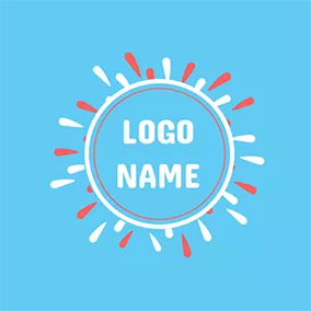 Celebration Logo White Circle and Red Firework logo design