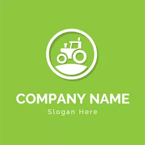 Tractor Logo White Circle and Tractor Icon logo design