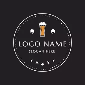 Bar Logo White Circle and Yellow Cup logo design