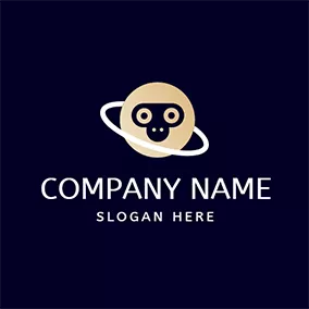 Monkey Logo White Circle and Yellow Monkey logo design
