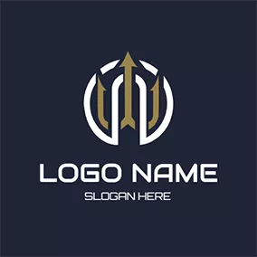 Dreizack Logo White Circle and Yellow Trident logo design