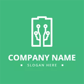Battery Logo White Circuit and Battery logo design