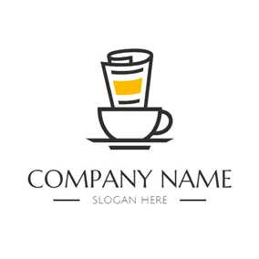 Cup Logo White Coffee Cup and Black Newspaper logo design