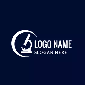 Medicine Logo White Crescent and Microscope logo design