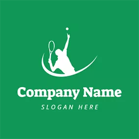 Tennis Logo White Crescent and Tennis Player logo design