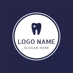 Doctor Logo White Cross and Dark Blue Teeth logo design