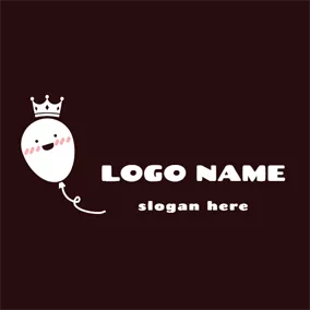Balloon Logo White Crown and Cute Balloon logo design