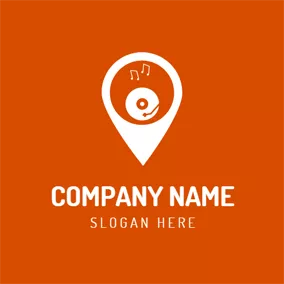 Music Logo White Disk and DJ logo design