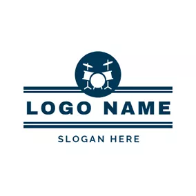 爵士 Logo White Drum and Jazz logo design