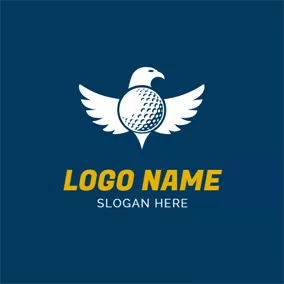 Club Logo White Eagle and Golf Ball logo design