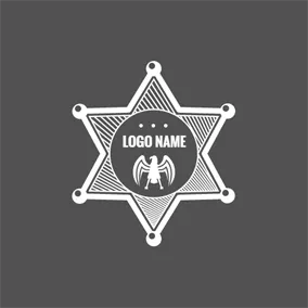 Emblem Logo White Eagle and Striped Star logo design