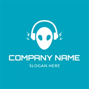 Music Logo White Earphone and DJ logo design