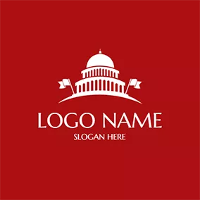 Government Logo White Flag and Government Building logo design