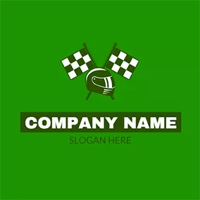 Car & Auto Logo White Flag and Green Helmet logo design